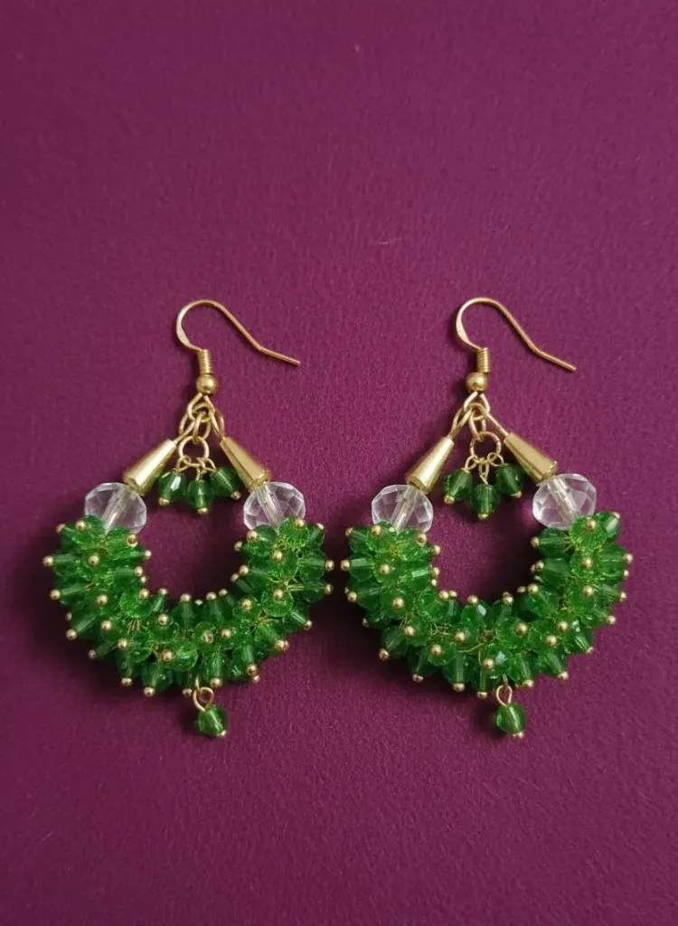Green Crystal Hoop Earrings
