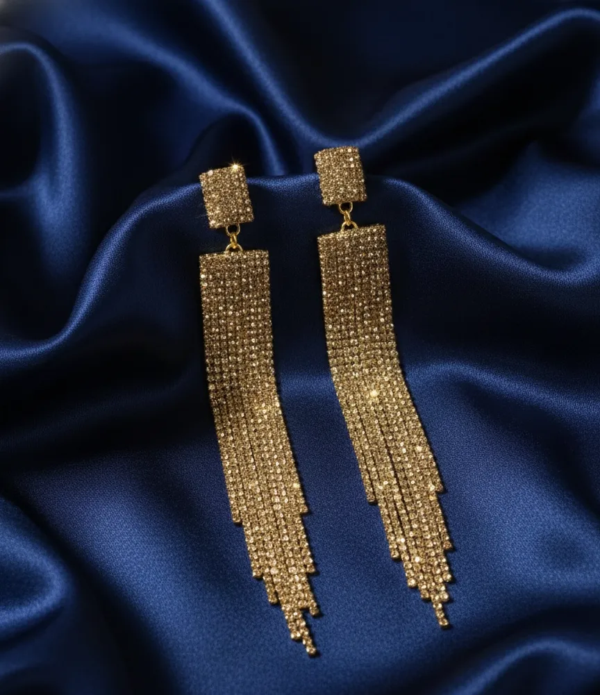 Square Top Tassel Earrings